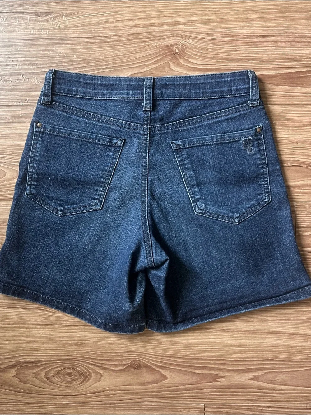 Jessica Simpson High-Rise Dark Blue Denim Shorts with Button Front